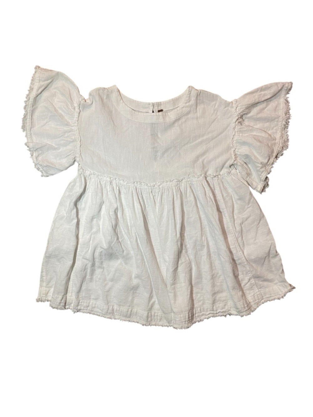 Free People White Cotton Flutter Sleeve Mini Dress